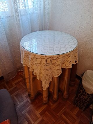 Mesa camilla redonda con cristal