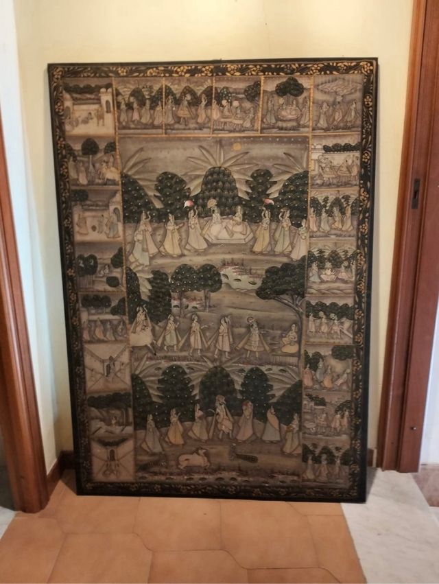 Arazzo indiano su stoffa dipinto a mano