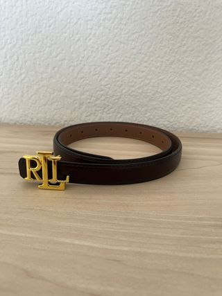 Cinturón Ralph Lauren Marrón Hebilla Dorada RL
