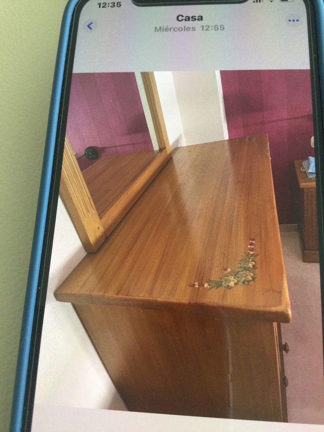 Tocador provenzal con espejo, cajonera