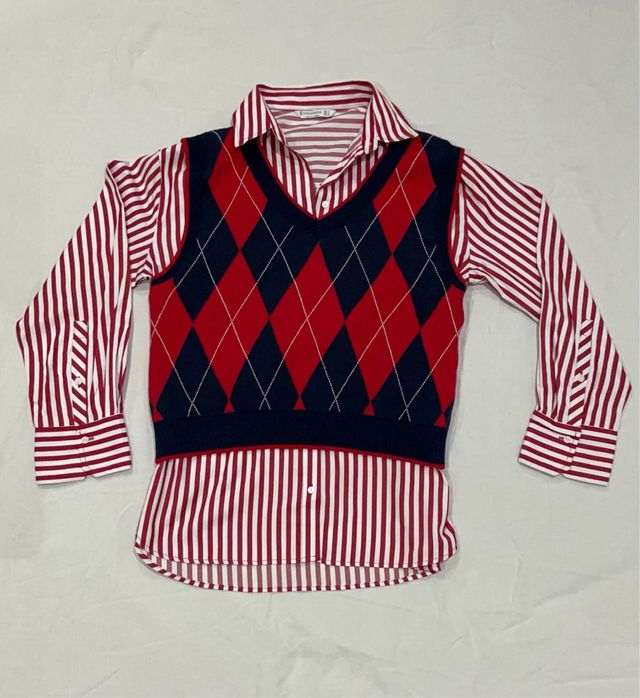 Chaleco de punto Stradivarius rombos escoceses