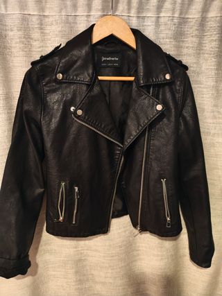 Cazadora Biker Stradivarius Negra Talla M