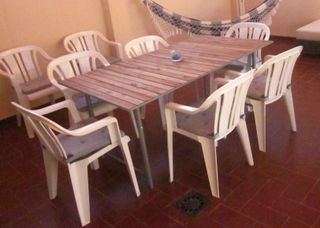 Mesa Terraza Plegable + 6 Sillas Plástico