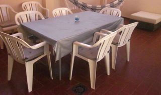 Mesa Terraza Plegable + 6 Sillas Plástico