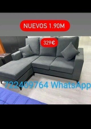Sofá chaise longue gris - 1.90m