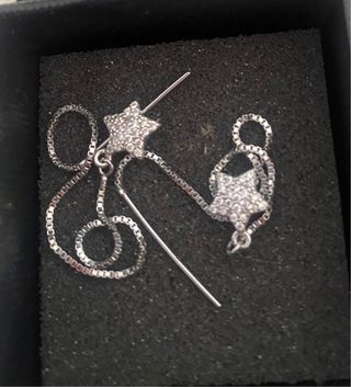 Pendientes plata cadena estrella