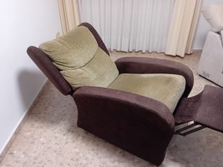 Sillón relax tela marrón y verde