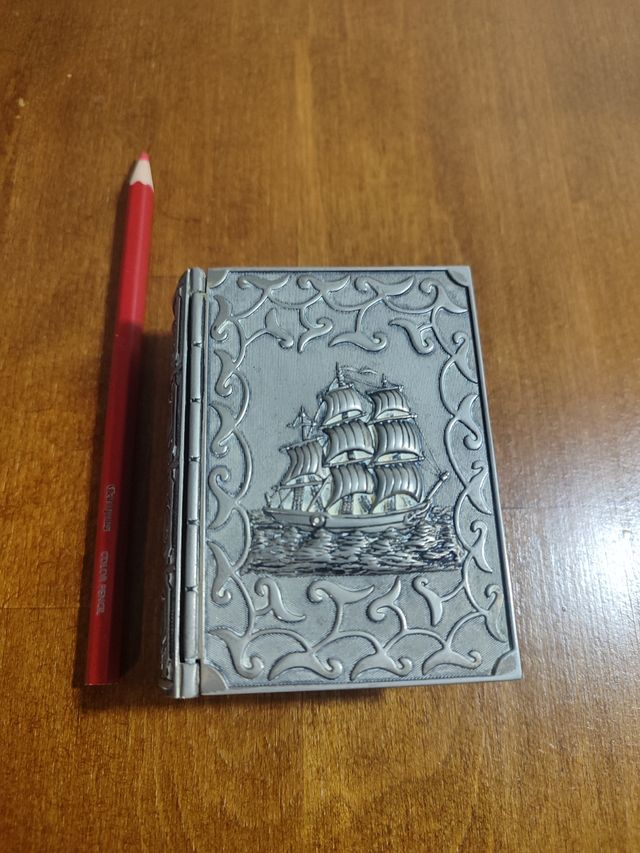 Joyero antiguo metal barco MEDIDAS 14 X 8.