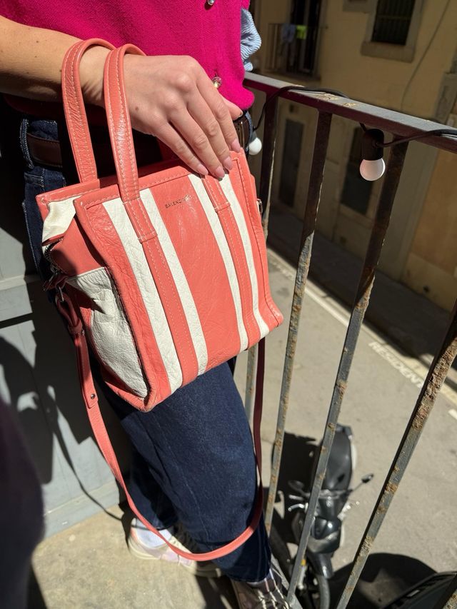 Bolso Balenciaga Piel Rosa/Blanco