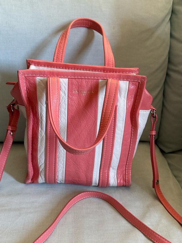 Bolso Balenciaga Piel Rosa/Blanco