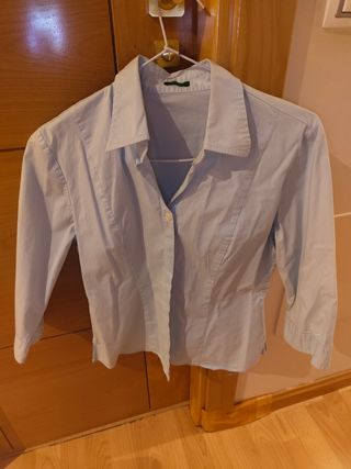 Camisa azul de manga 3/4