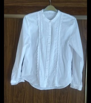 Camisa blanca mujer con cuello mao