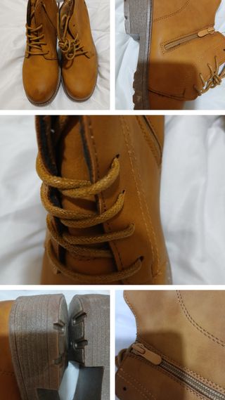 Botines Marrones con Cremallera y Cordones