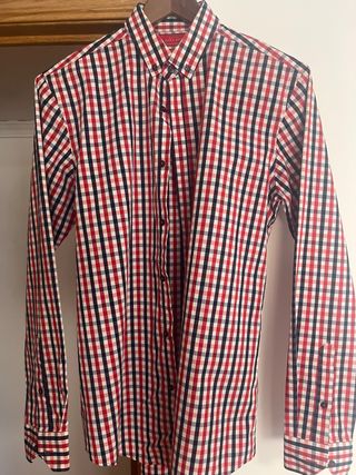 Camisa Zara Man cuadros Rojo y Azul
