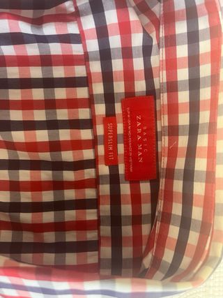 Camisa Zara Man cuadros Rojo y Azul
