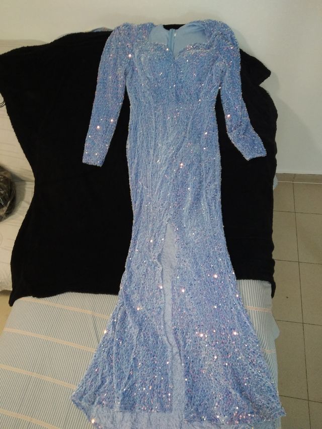 Vestido fiesta brillo azul