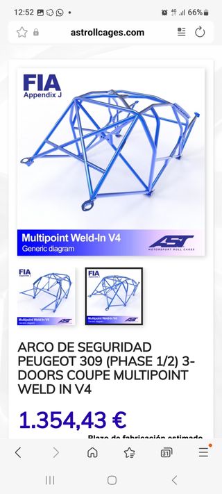 Barras antivuelco ast Peugeot 309 GTI Multipunto
