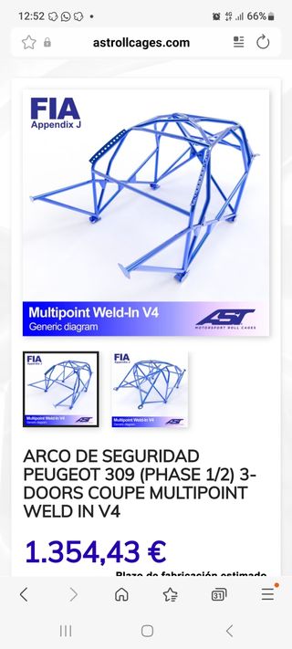 Barras antivuelco ast Peugeot 309 GTI Multipunto