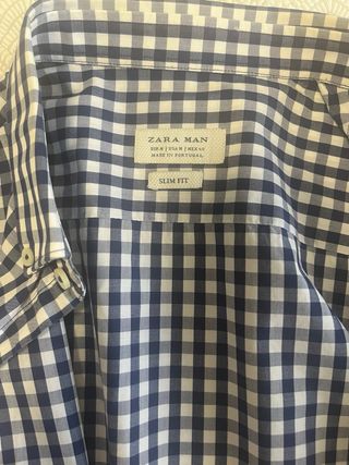 Camisa hombre de cuadros azul y blanco