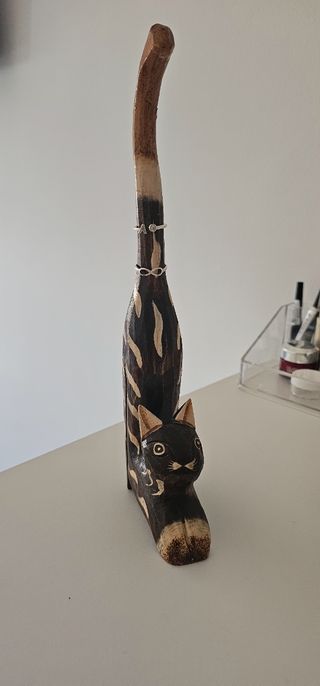 Guarda anillos gato madera