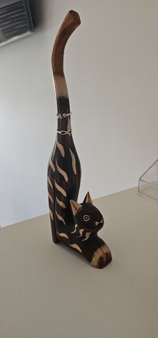 Guarda anillos gato madera