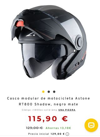Casco Modular Astone RT800 Shadow Negro Talla S