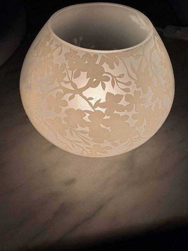 Lámparas de mesita vintage de cristal.