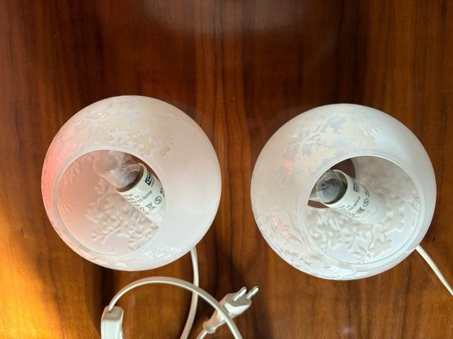 Lámparas de mesita vintage de cristal.