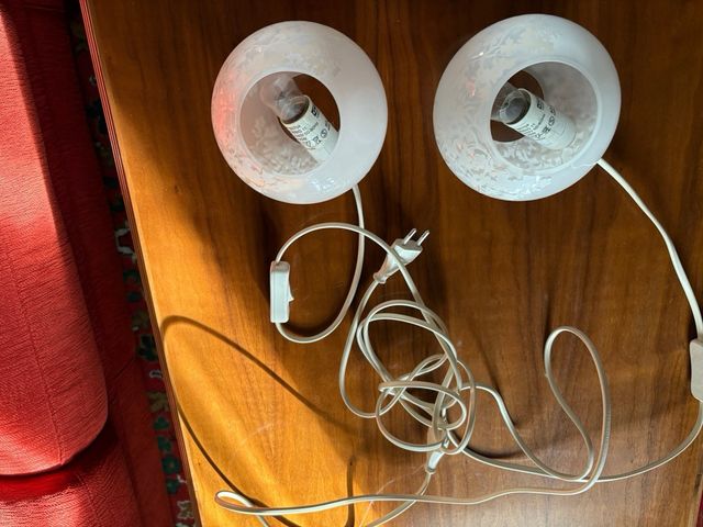 Lámparas de mesita vintage de cristal.