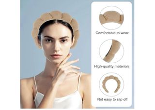 Diadema para maquillaje beige