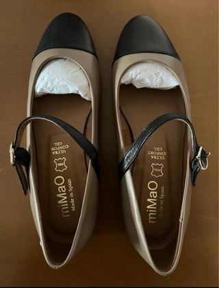 Manoletinas miMaO beige y negro