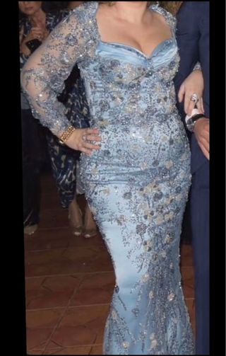 Vestido de fiesta gitana azul y plata