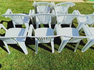 Lote 10 Sillas Jardín Resina Blanca