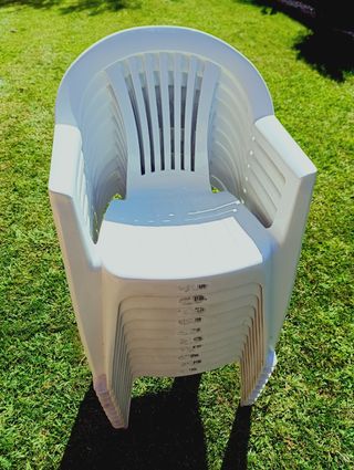 Lote 10 Sillas Jardín Resina Blanca