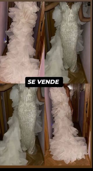 Vestido de boda gitana blanco y dorado