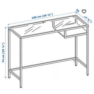 Mesa auxiliar cristal y metal negra