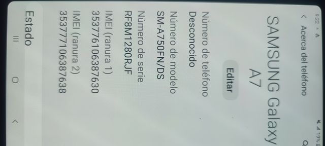 Samsung Galaxy A7 Negro