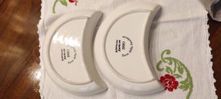 2 Piatti Mezzaluna Ceramica Fiori