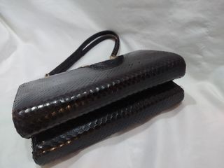 Bolso Piel Serpiente Vintage Marrón y Dorado