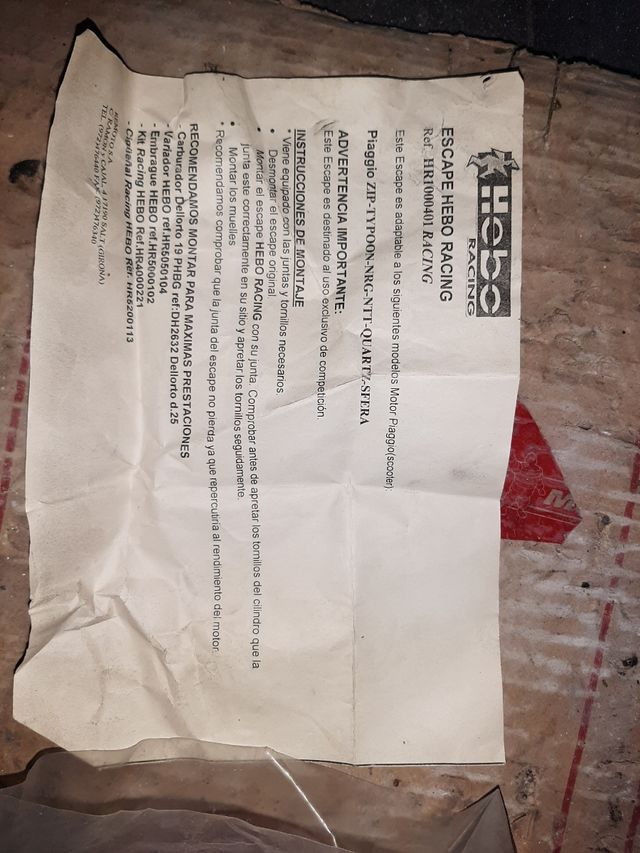 Escape Tipo R Hebo Racing para Piaggio Nuevo