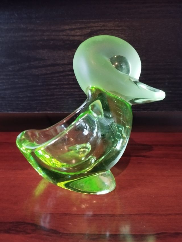 Figura cuenco Pato de cristal verde