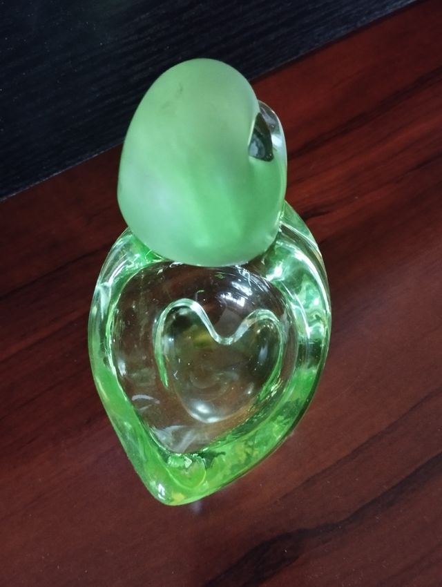 Figura cuenco Pato de cristal verde