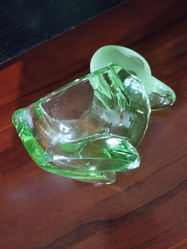 Figura cuenco Pato de cristal verde