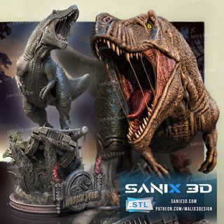 Figura T-Rex Jurassic Park Resina 4x4