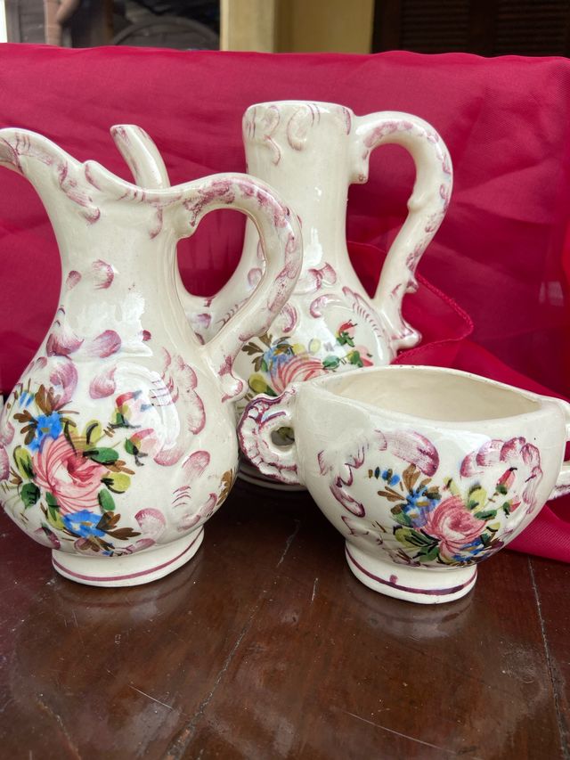 Set 3 pezzi ceramica decorata