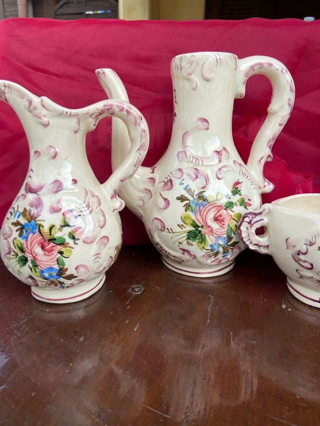 Set 3 pezzi ceramica decorata