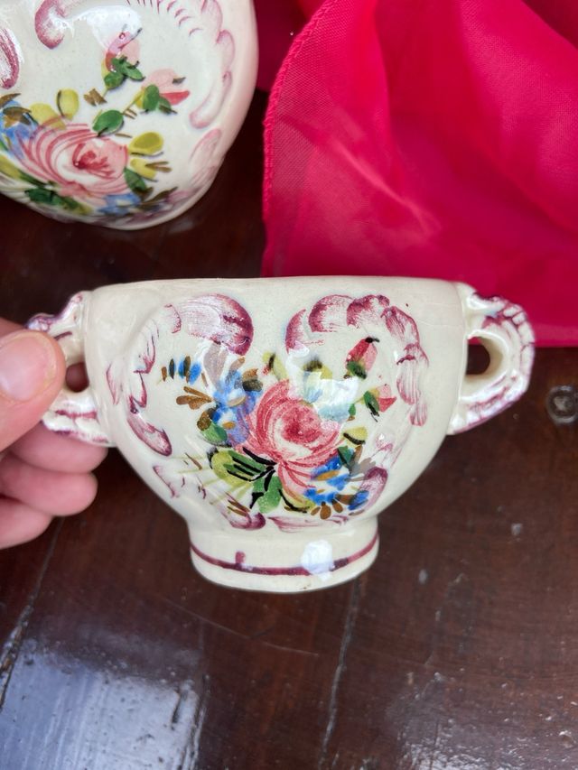 Set 3 pezzi ceramica decorata