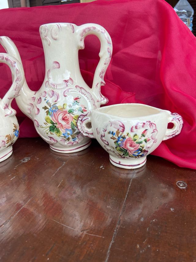 Set 3 pezzi ceramica decorata