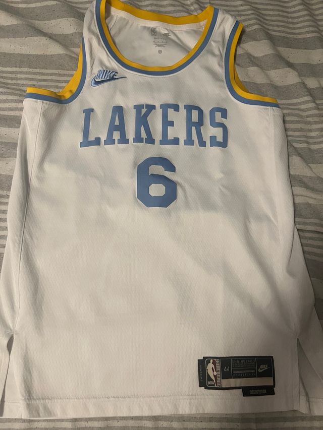 Camiseta NBA Lakers #6 Blanca Talla M