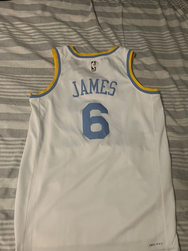 Camiseta NBA Lakers #6 Blanca Talla M